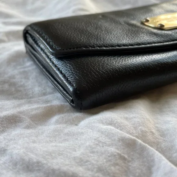 Michael Kors Jet Set Slim Flap Pebbled Leather Wallet Black - Picture 6 of 16